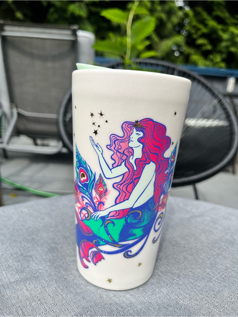 2015 Starbucks Peacock Siren Ceramic Travel Mug 12 oz With Lid *Brand new - Picture 10 of 15